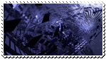 stamp of purple-ish grey floating metal objects